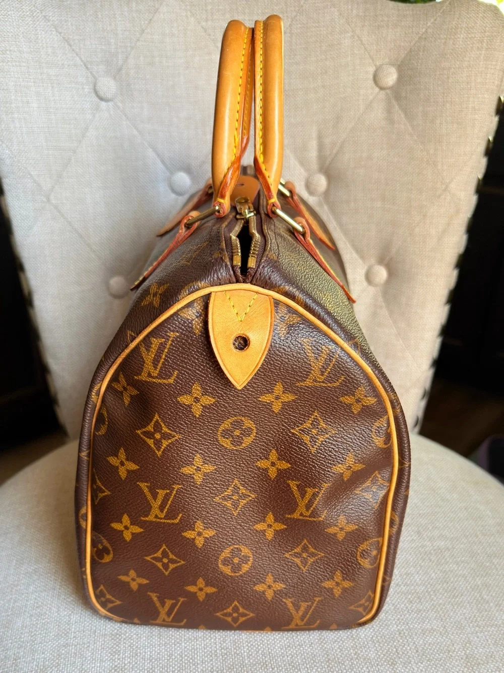 Louis Vuitton Speedy 30 Monogram Vintage Satchel Tote Bag TH1917 Lock Key Dusty